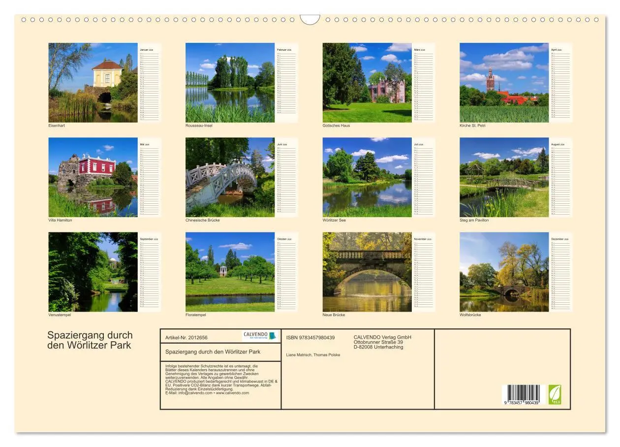 Bild: 9783457980439 | Spaziergang durch den Wörlitzer Park (Wandkalender 2026 DIN A2...