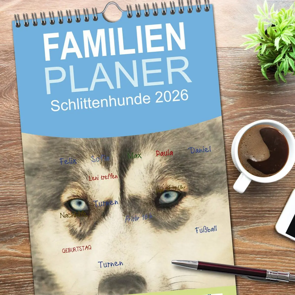 Bild: 9783516520439 | Familienplaner 2026 - Schlittenhunde 2026 mit 5 Spalten...