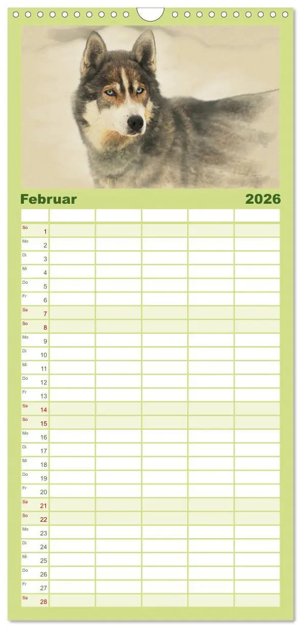 Bild: 9783516520439 | Familienplaner 2026 - Schlittenhunde 2026 mit 5 Spalten...
