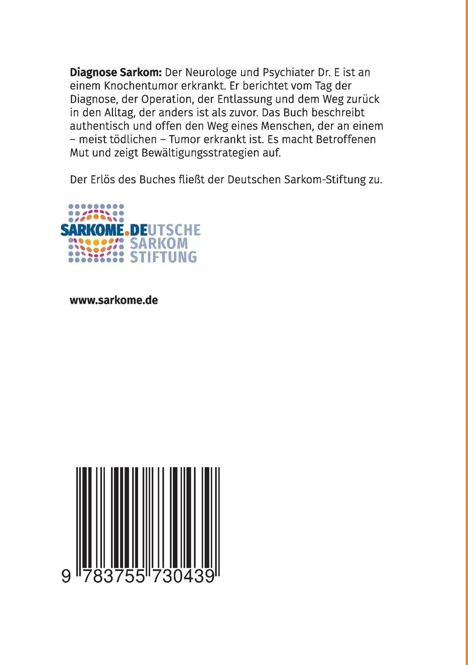 Rückseite: 9783755730439 | Bösartige Überraschung - ein Sarkom | Robert Eger | Taschenbuch | 2022