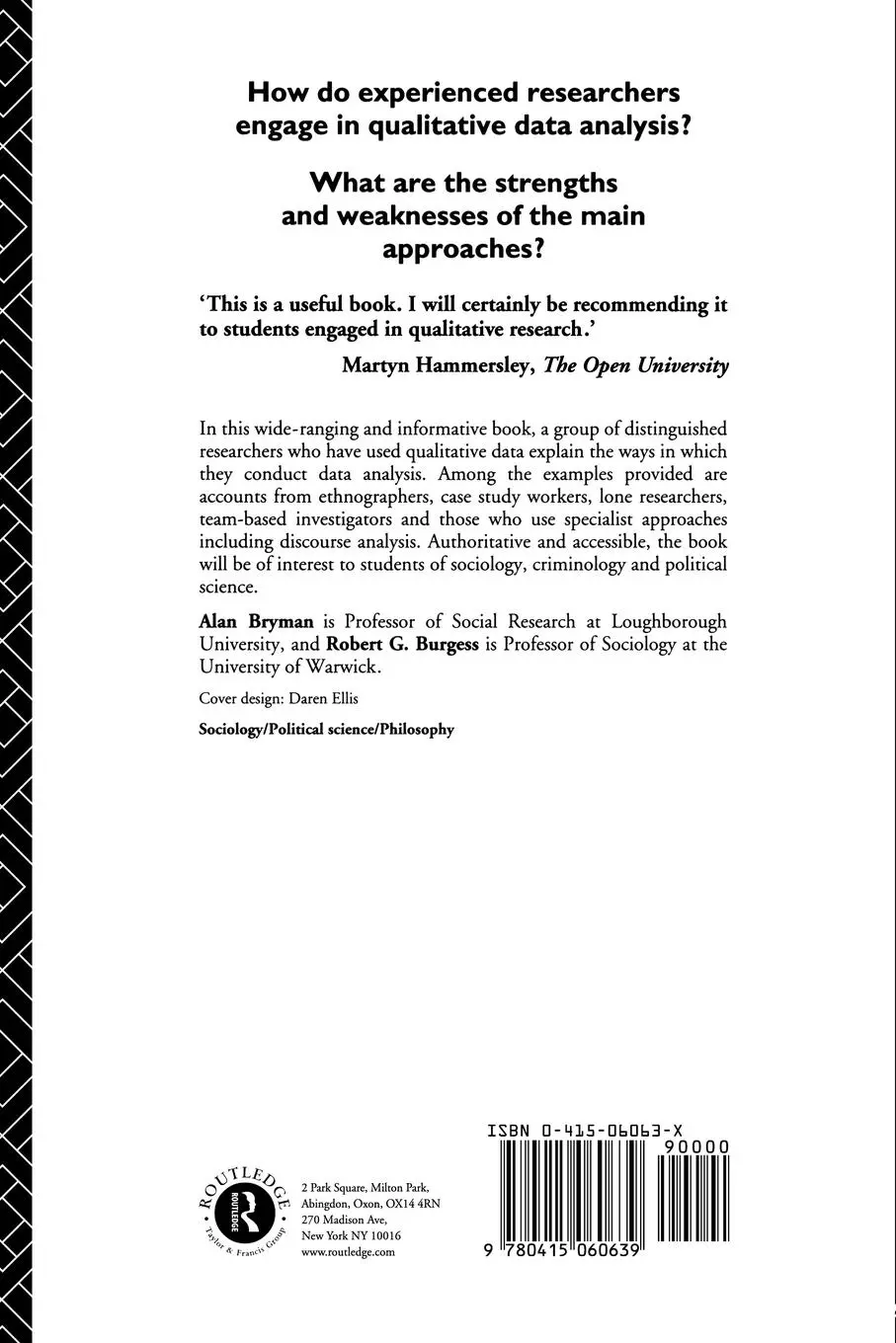 Rückseite: 9780415060639 | Analyzing Qualitative Data | Alan Bryman (u. a.) | Taschenbuch | 1994