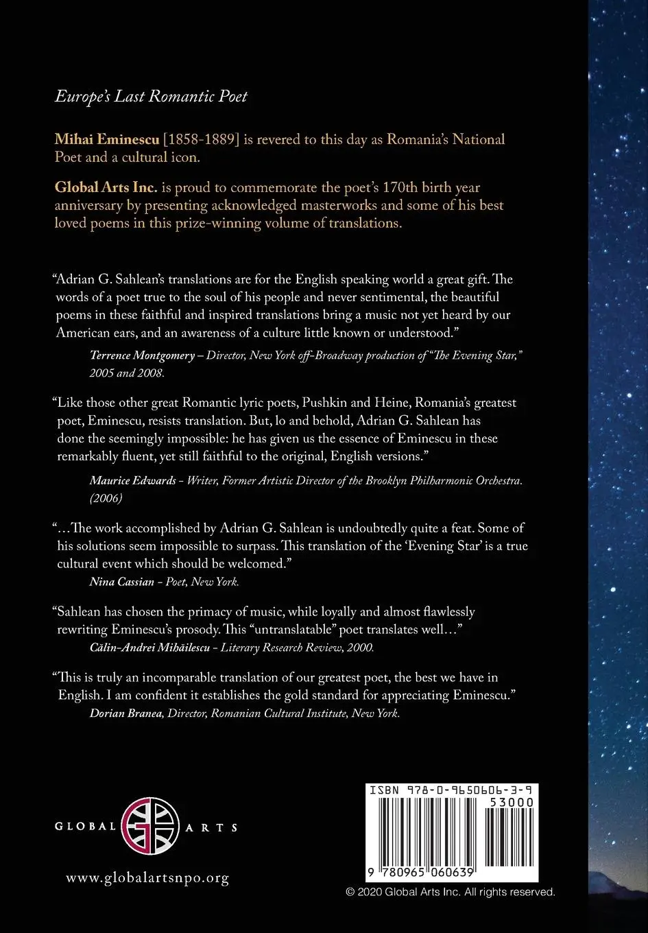 Rückseite: 9780965060639 | Mihai Eminescu -The Legend of the Evening Star &amp; Selected Poems | Buch