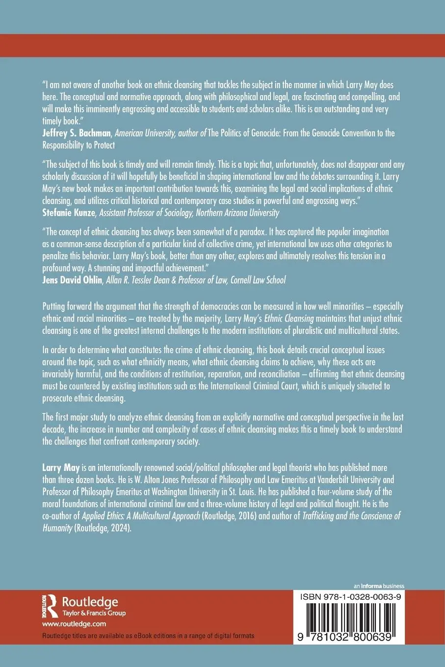 Rückseite: 9781032800639 | Ethnic Cleansing | A Social and Legal Examination | Larry May | Buch