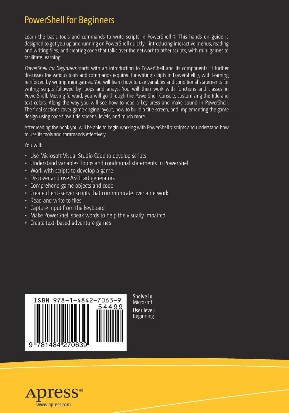 Rückseite: 9781484270639 | PowerShell for Beginners | Ian Waters | Taschenbuch | xvi | Englisch