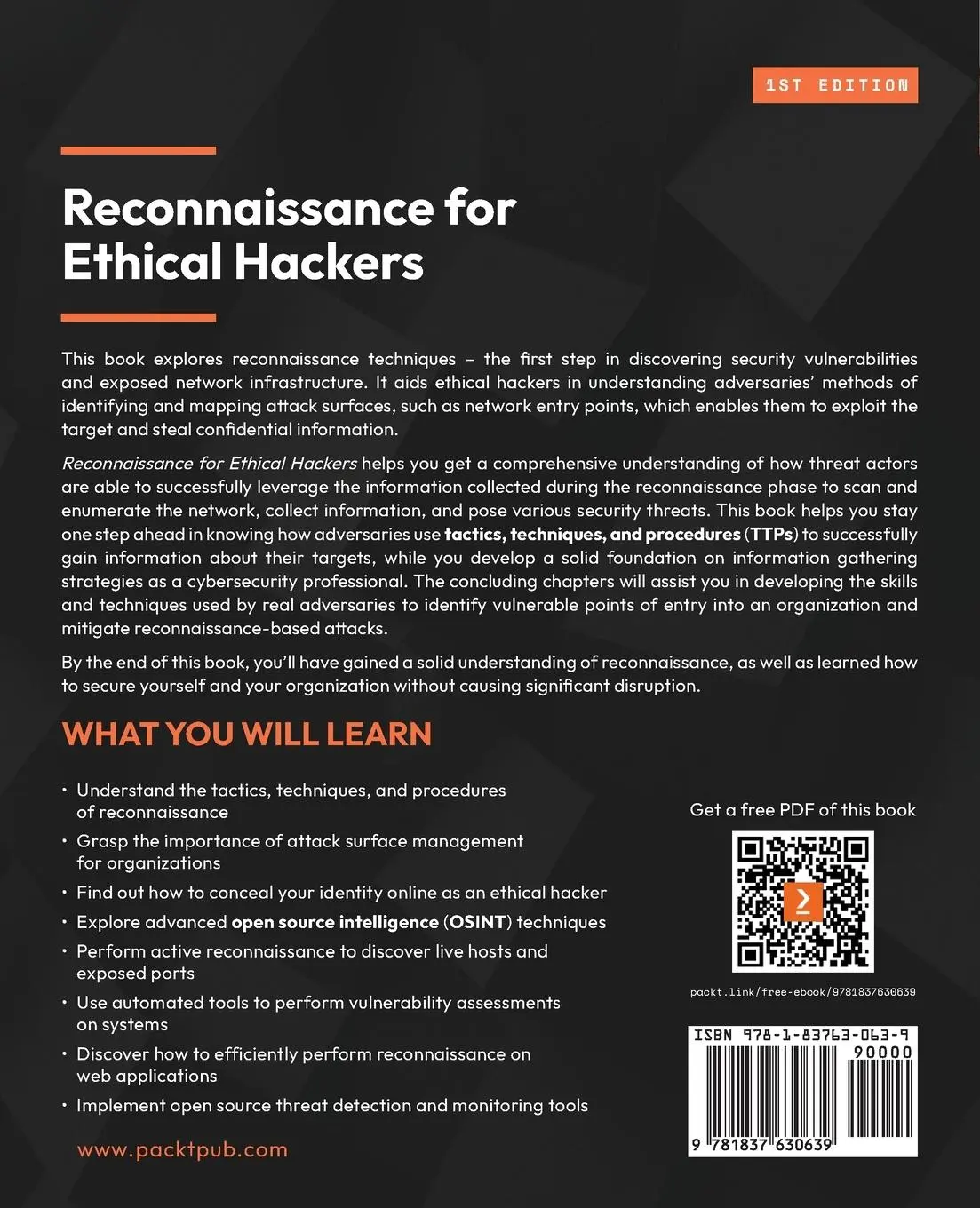 Rückseite: 9781837630639 | Reconnaissance for Ethical Hackers | Glen D. Singh | Taschenbuch