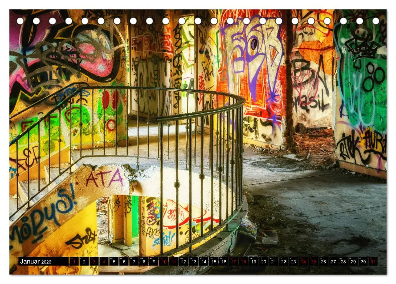 Bild: 9783457720639 | Lost Places Graffiti (Tischkalender 2026 DIN A5 quer), CALVENDO...