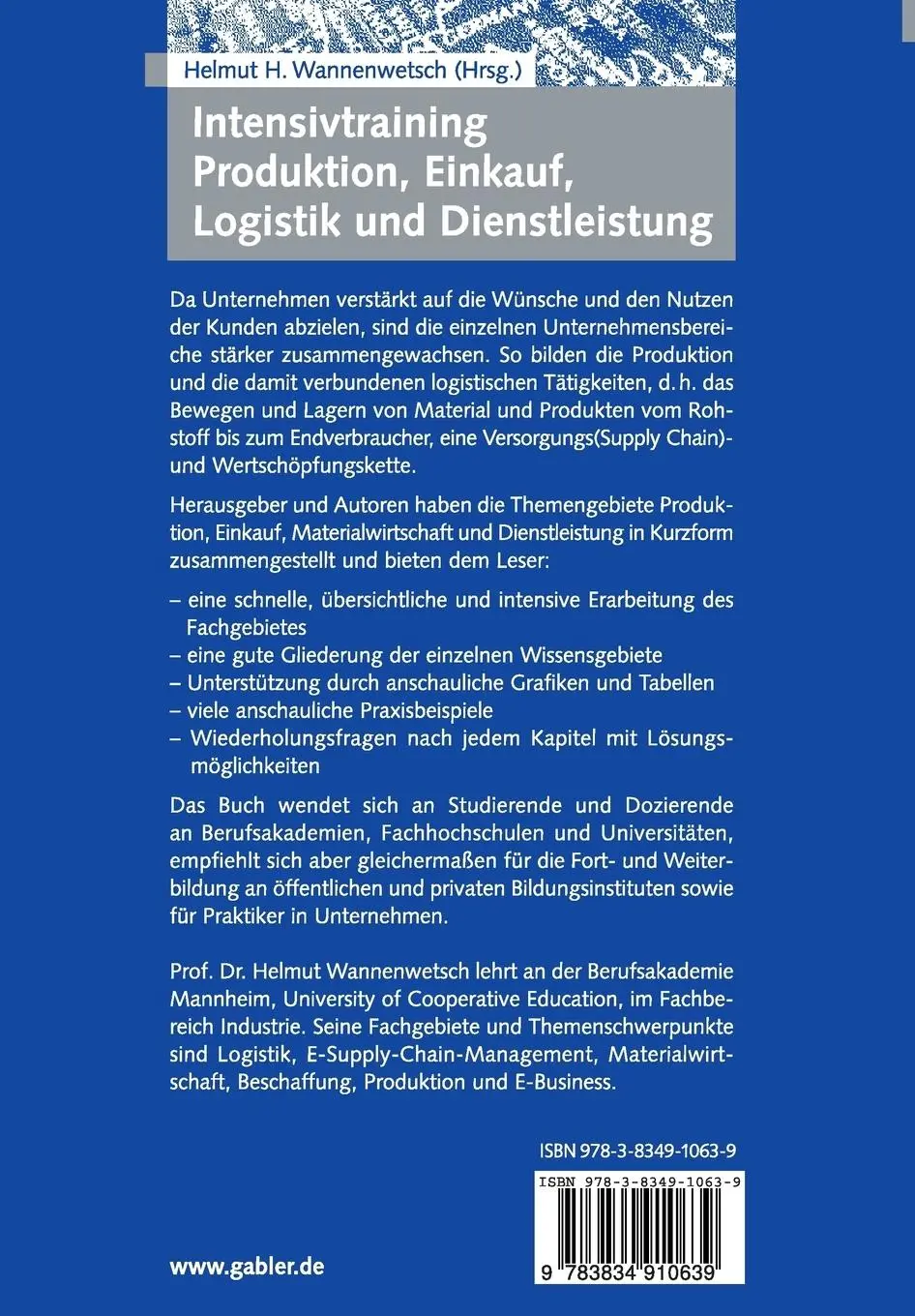 Rückseite: 9783834910639 | Intensivtraining Produktion, Einkauf, Logistik und Dienstleistung | XV