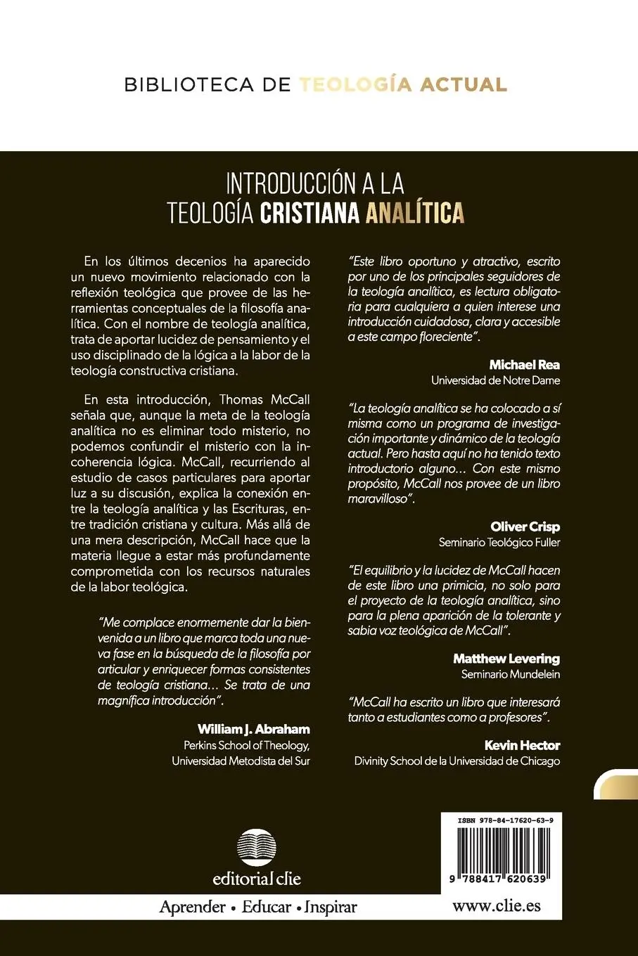 Rückseite: 9788417620639 | El Introducci¿¿n a la Teolog¿¿a Cristiana Anal¿¿tica | Mccall | Buch