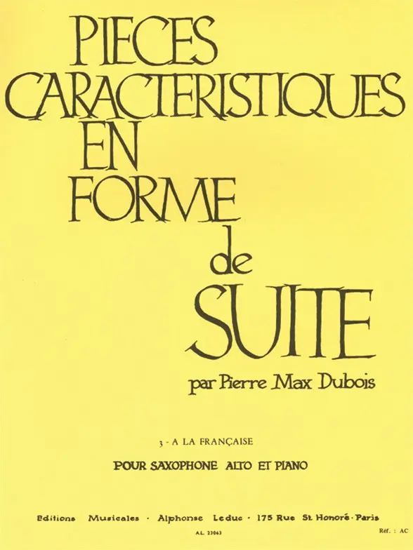 Cover: 9790046230639 | A LA FRANCAISE POUR SAXOPHONE ALTO ET PIANO PIECES CARACTERISTIQUES...