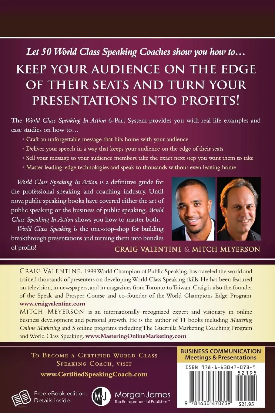 Rückseite: 9781630470739 | World Class Speaking in Action | Craig Valentine (u. a.) | Taschenbuch