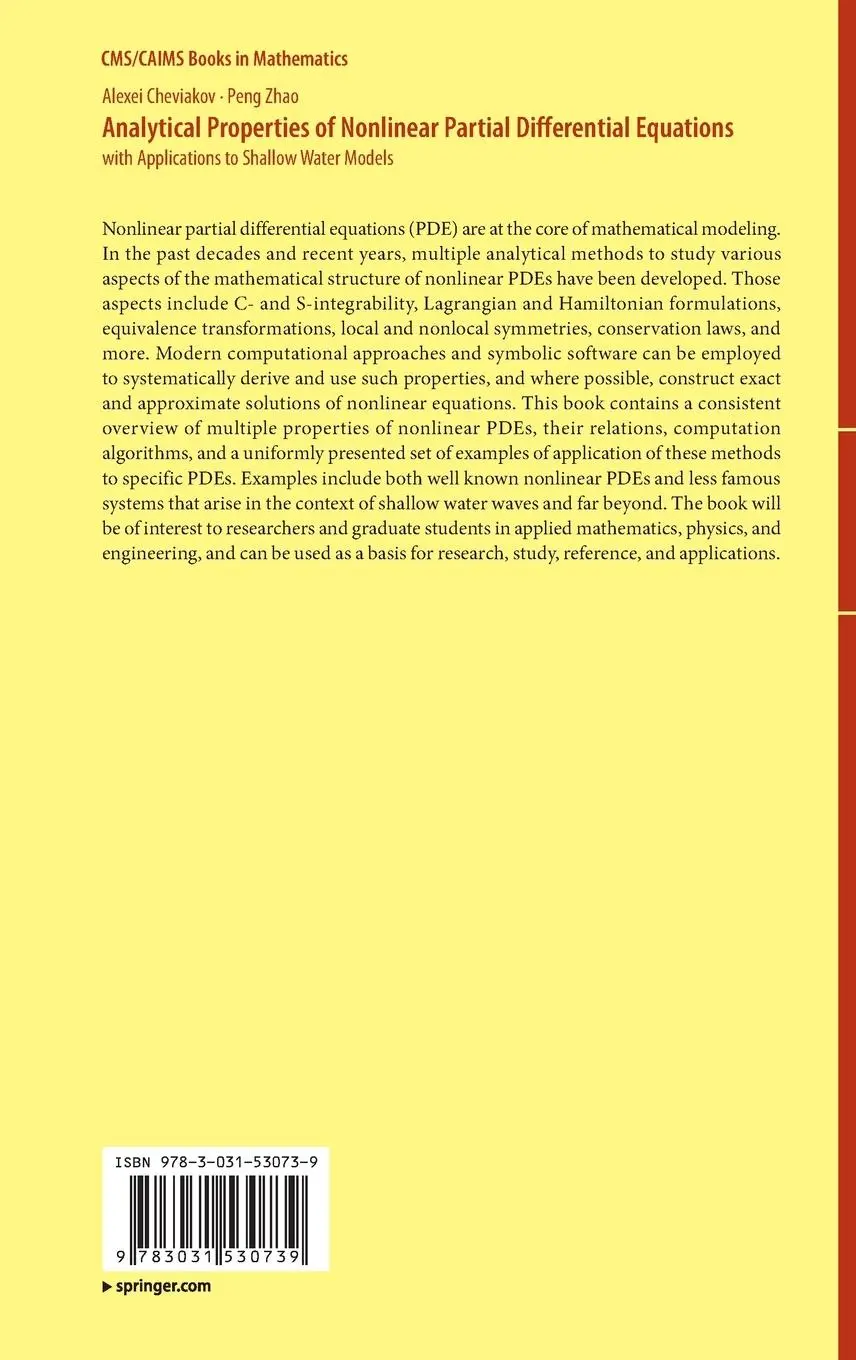 Rückseite: 9783031530739 | Analytical Properties of Nonlinear Partial Differential Equations