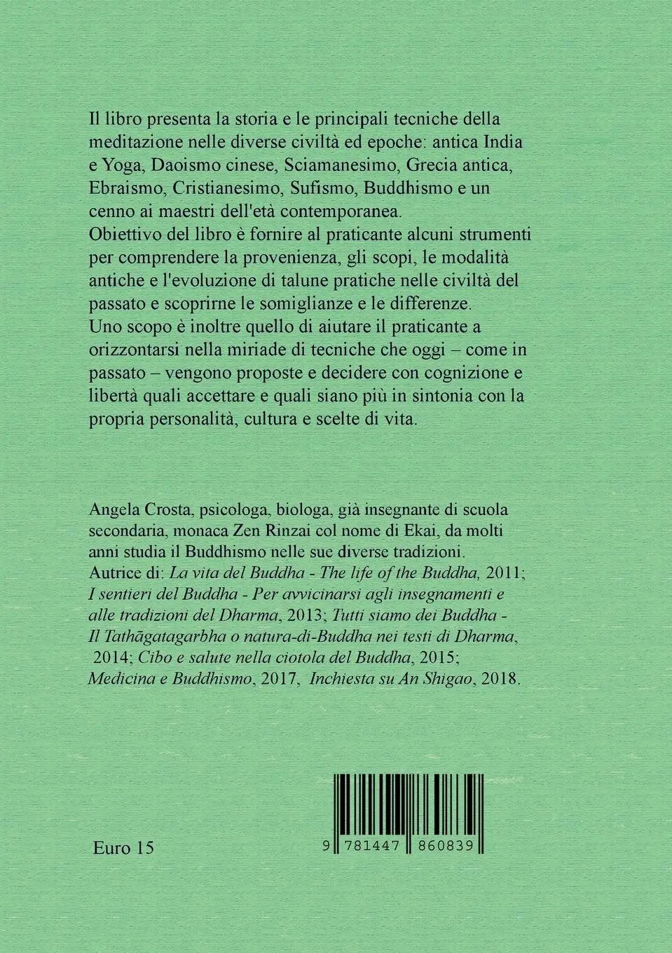 Rückseite: 9781447860839 | MEDITAZIONE | storia e tecniche | Angela Crosta | Taschenbuch | 2023