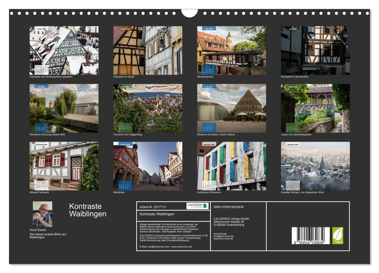 Bild: 9783516030839 | Kontraste Waiblingen (Wandkalender 2026 DIN A3 quer), CALVENDO...