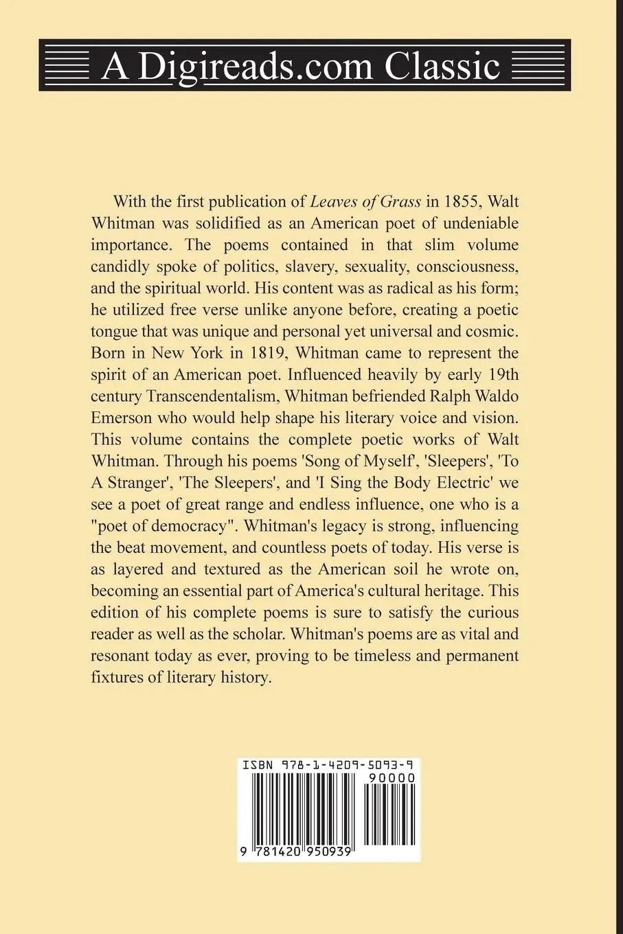 Rückseite: 9781420950939 | The Complete Poems of Walt Whitman | Walt Whitman | Taschenbuch | 2015