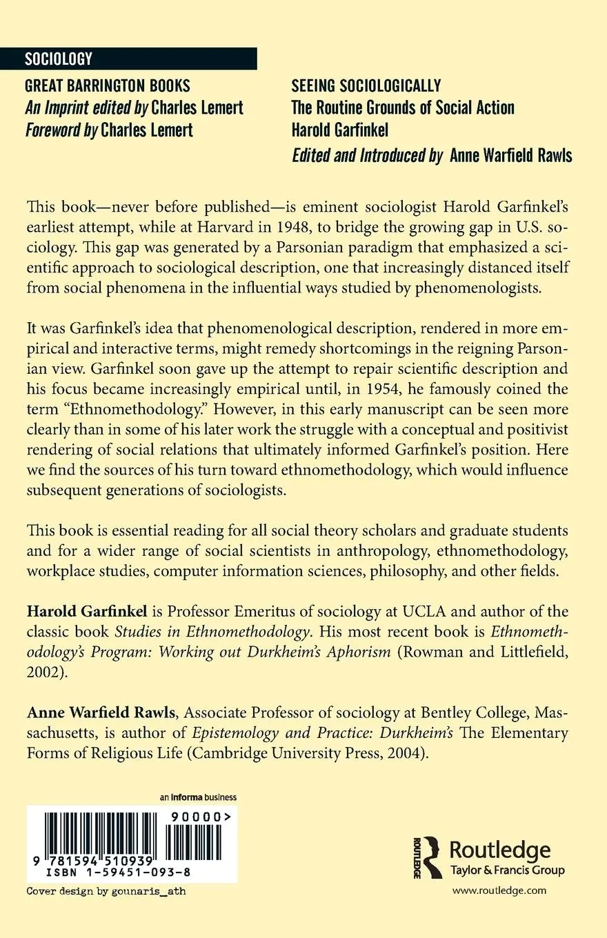 Rückseite: 9781594510939 | Seeing Sociologically | The Routine Grounds of Social Action | Buch