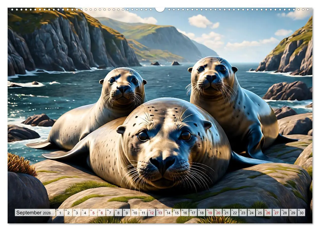 Bild: 9783457480939 | Freche Seehunde (hochwertiger Premium Wandkalender 2026 DIN A2...