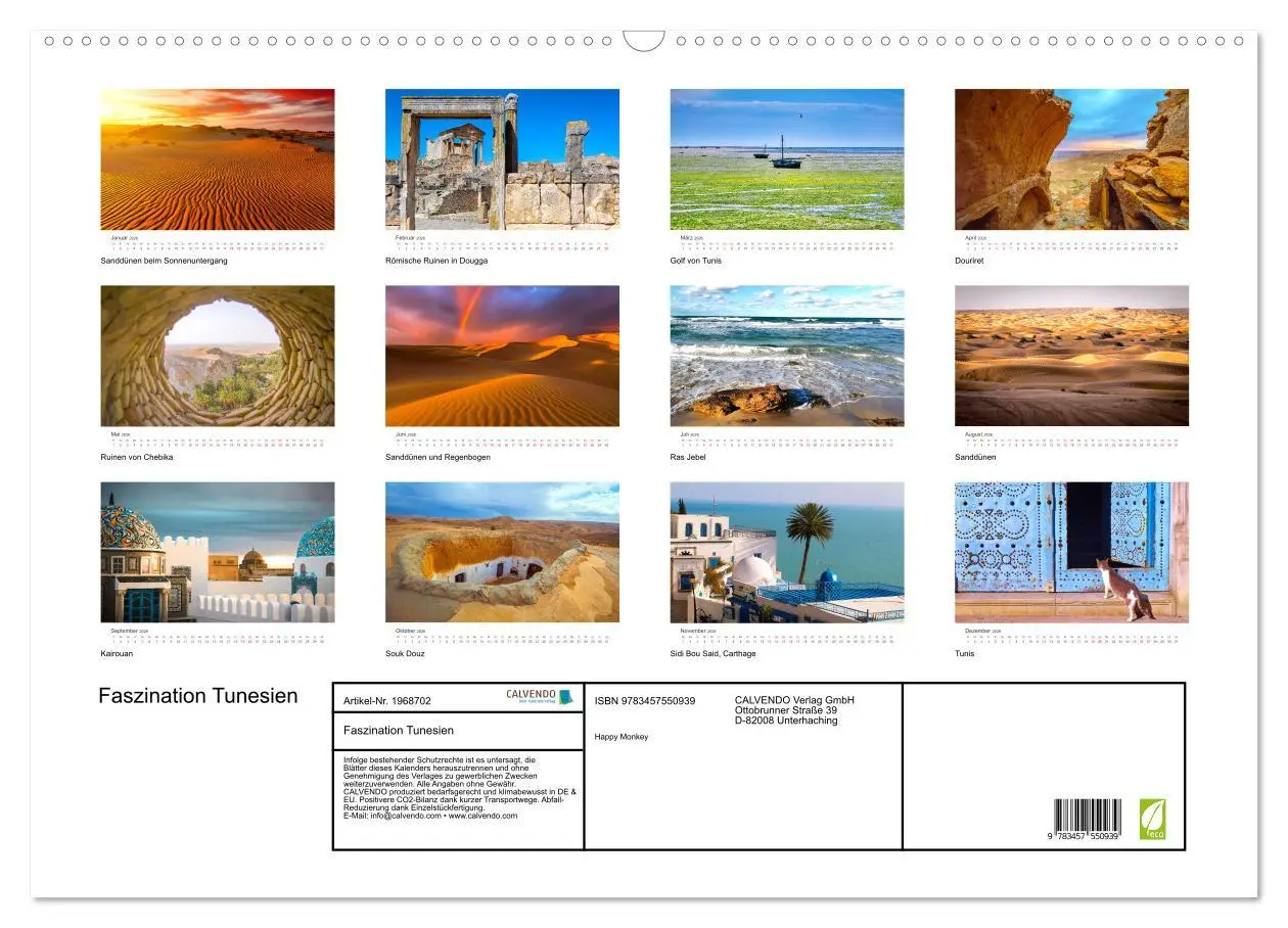 Bild: 9783457550939 | Faszination Tunesien (Wandkalender 2026 DIN A2 quer), CALVENDO...