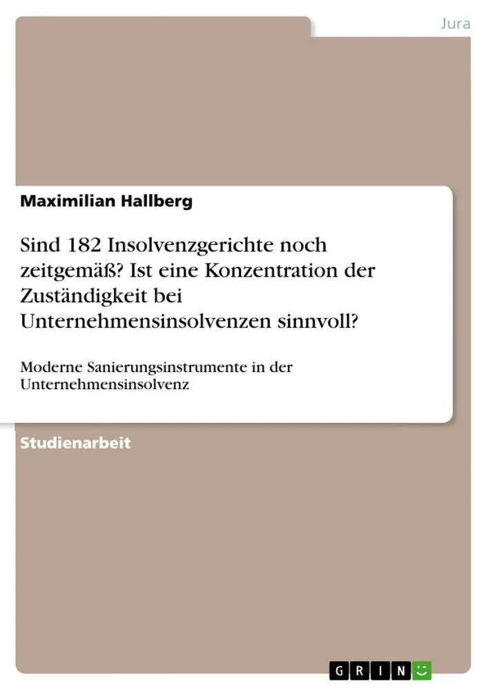 Cover: 9783640600939 | Sind 182 Insolvenzgerichte noch zeitgemäß? Ist eine Konzentration...