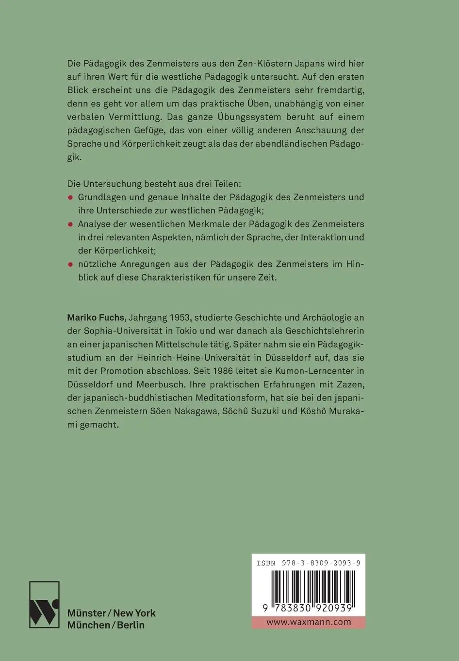 Rückseite: 9783830920939 | Ewig üben | Die Pädagogik des Zenmeisters | Mariko Fuchs | Taschenbuch