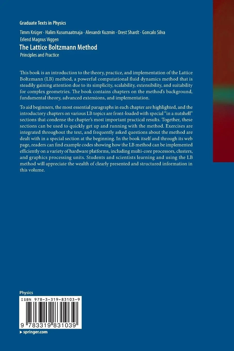 Rückseite: 9783319831039 | The Lattice Boltzmann Method | Principles and Practice | Taschenbuch