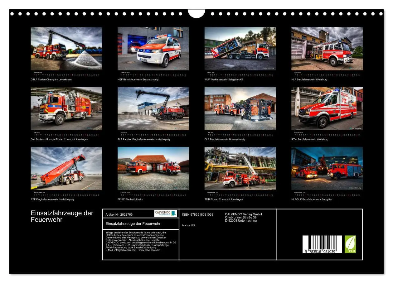 Bild: 9783516081039 | Einsatzfahrzeuge der Feuerwehr (Wandkalender 2026 DIN A3 quer),...