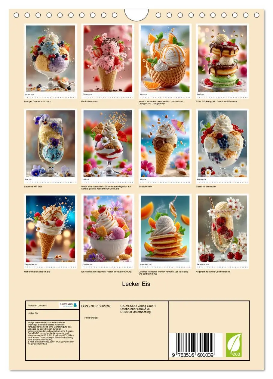 Bild: 9783516601039 | Lecker Eis (Wandkalender 2026 DIN A4 hoch), CALVENDO Monatskalender