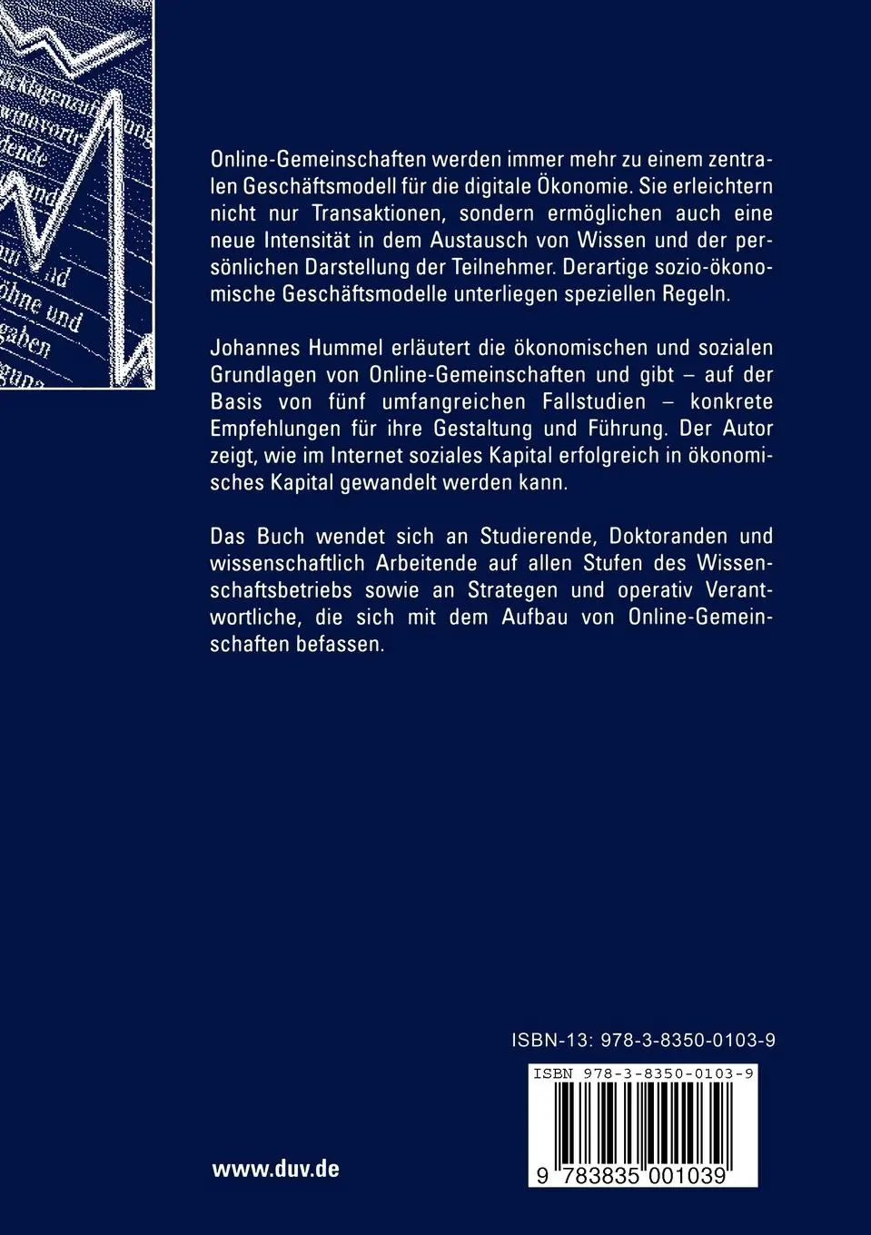 Rückseite: 9783835001039 | Online-Gemeinschaften als Geschäftsmodell | Johannes Hummel | Buch