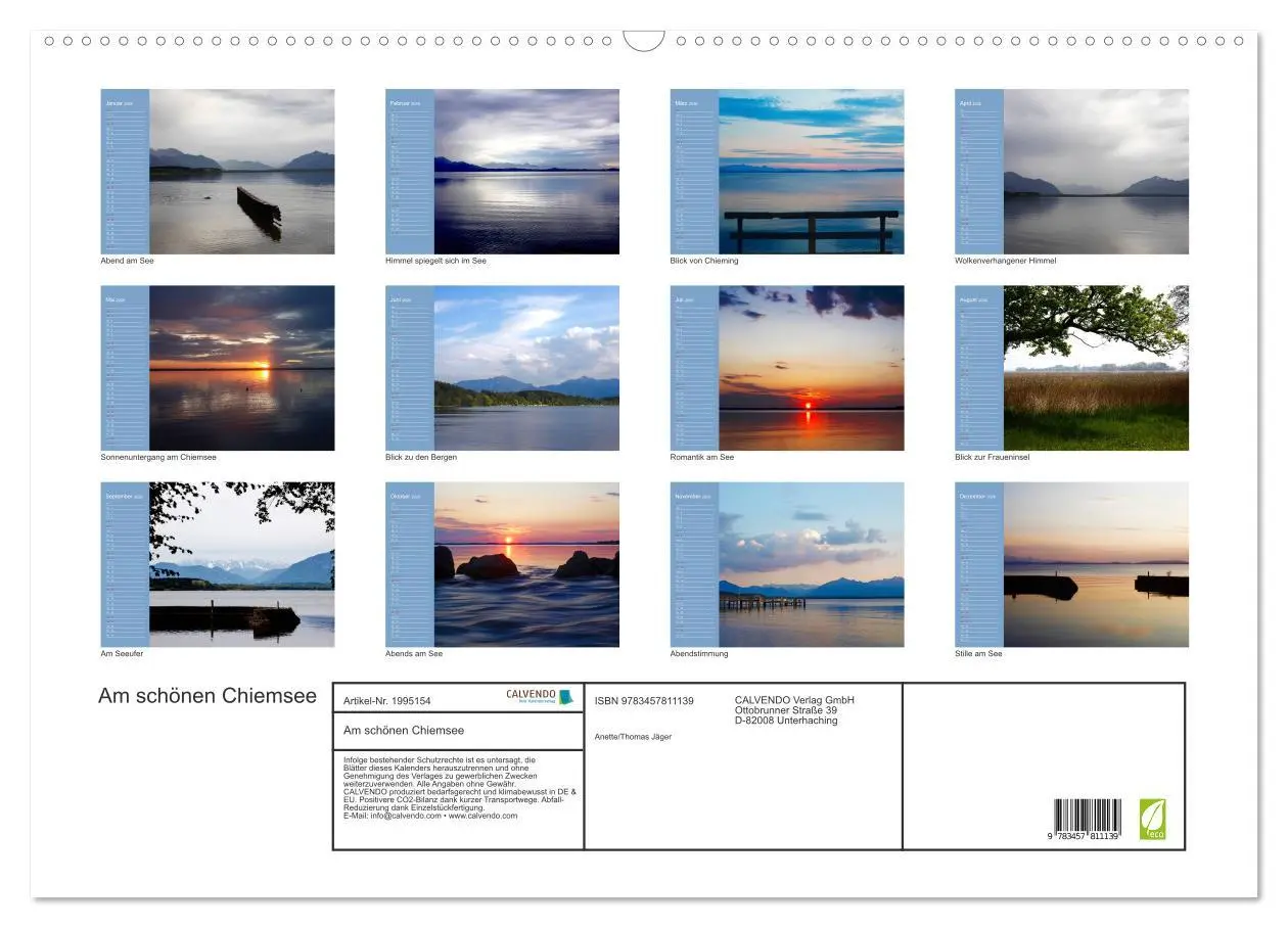 Bild: 9783457811139 | Am schönen Chiemsee (Wandkalender 2026 DIN A2 quer), CALVENDO...