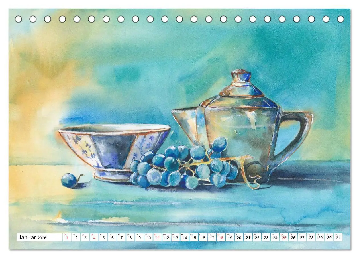 Bild: 9783516071139 | Stillleben Aquarelle (Tischkalender 2026 DIN A5 quer), CALVENDO...