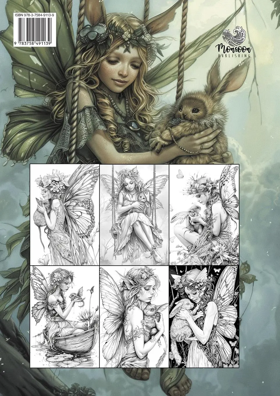 Rückseite: 9783758491139 | Fairy Pets Coloring Book for Adults | Monsoon Publishing | Taschenbuch