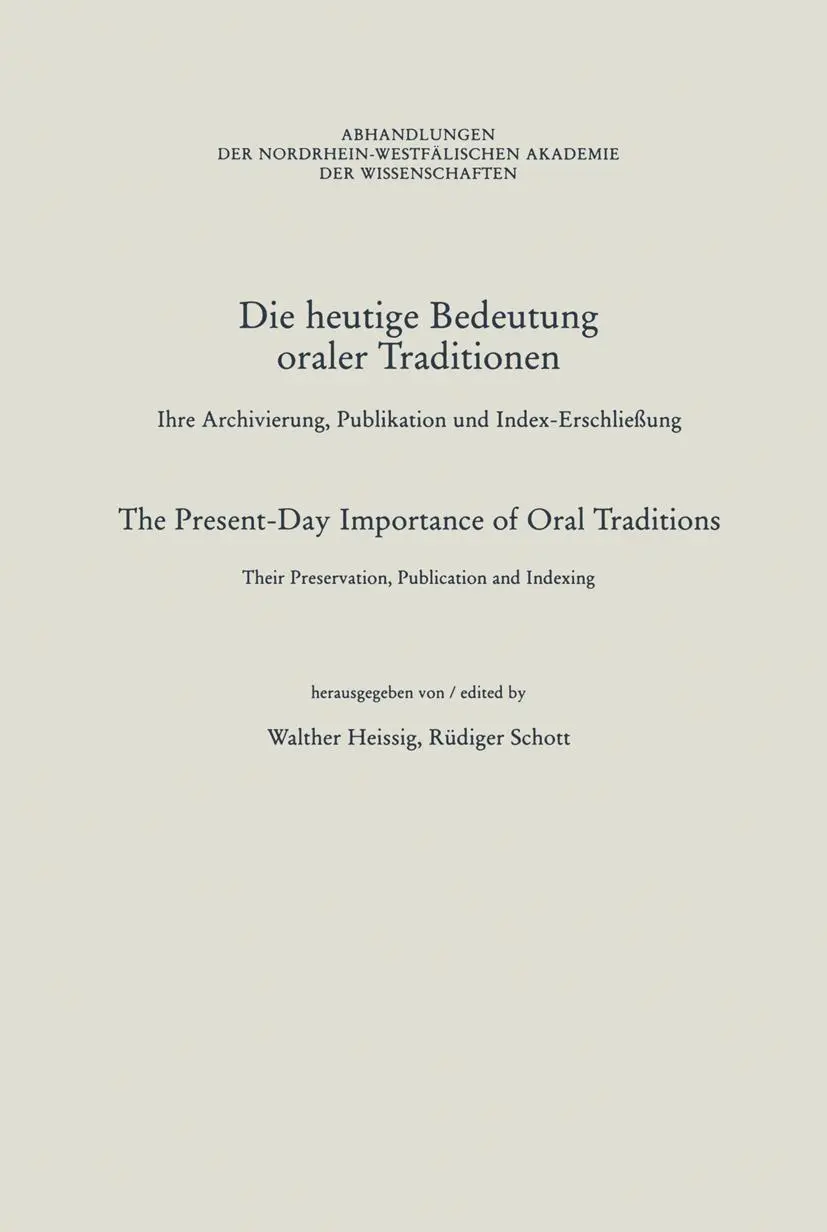 Cover: 9783531051239 | Die heutige Bedeutung oraler Traditionen / The Present-Day...