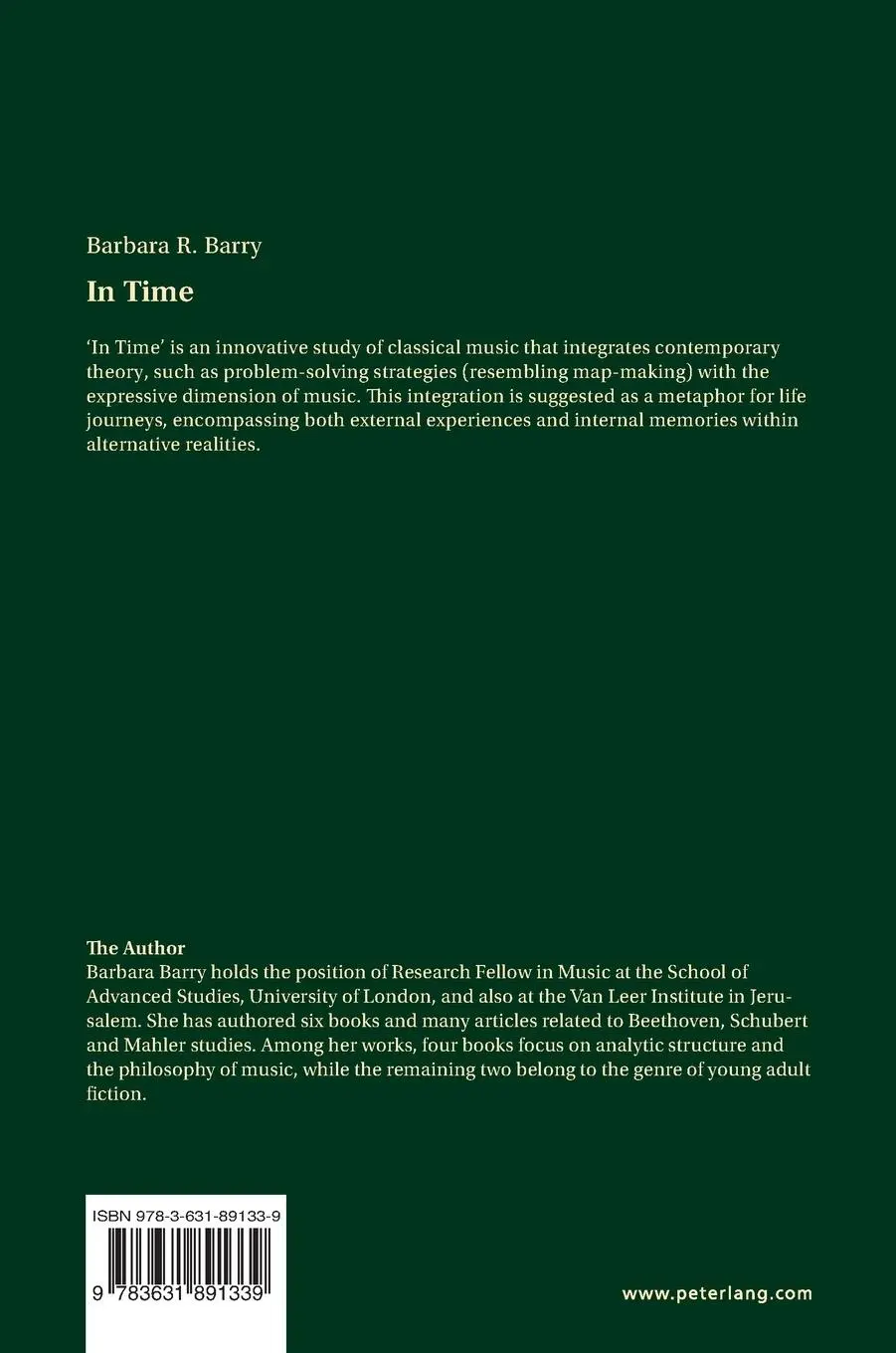 Rückseite: 9783631891339 | In Time | Map-Making Strategies and Musical Journeys | Barbara Barry