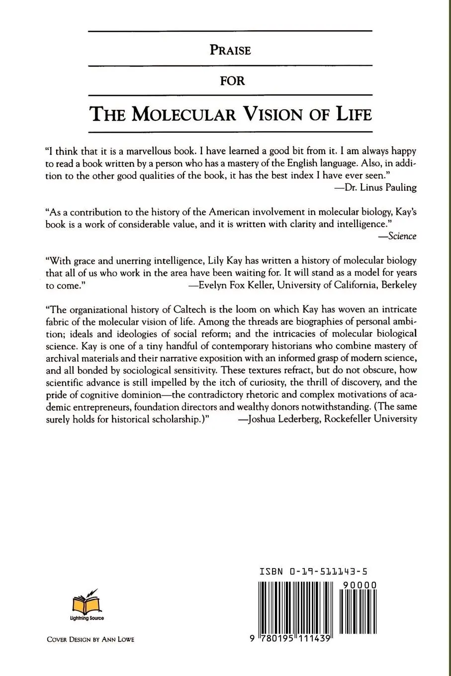 Rückseite: 9780195111439 | The Molecular Vision of Life | Lily E. Kay | Taschenbuch | Englisch