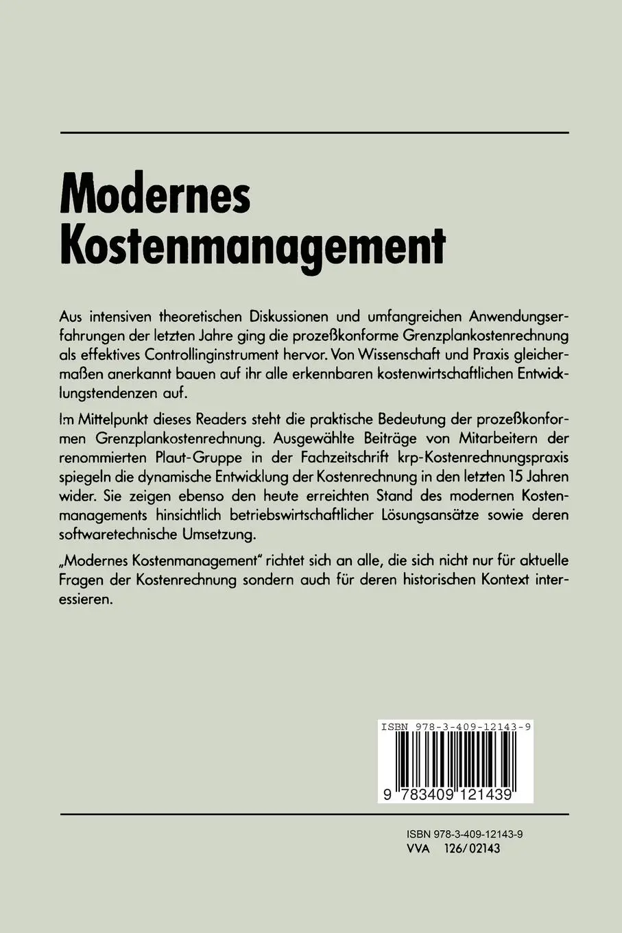 Rückseite: 9783409121439 | Modernes Kostenmanagement | Heinrich Müller (u. a.) | Taschenbuch | xi