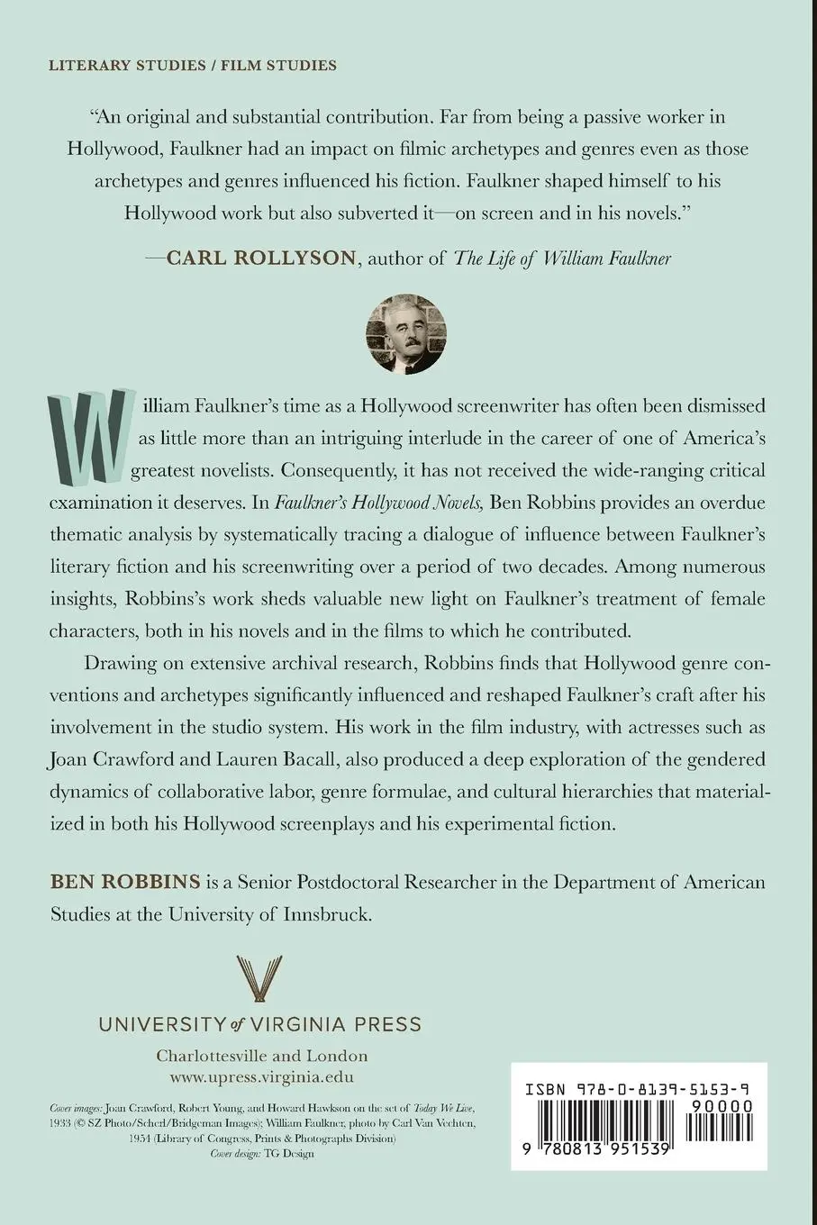 Rückseite: 9780813951539 | Faulkner's Hollywood Novels | Women Between Page and Screen | Robbins