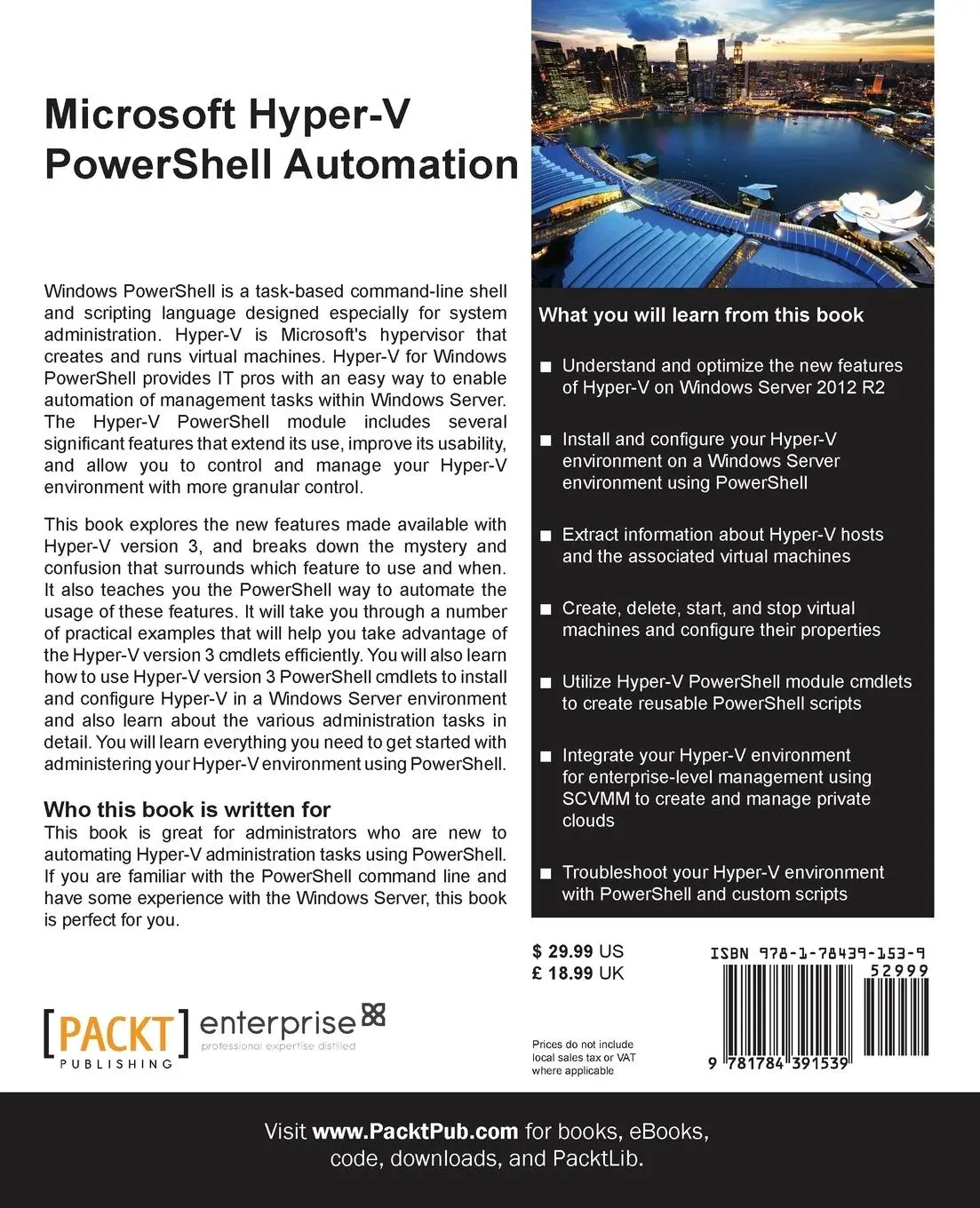Rückseite: 9781784391539 | Microsoft Hyper-V PowerShell Automation | Vinith Menon | Taschenbuch