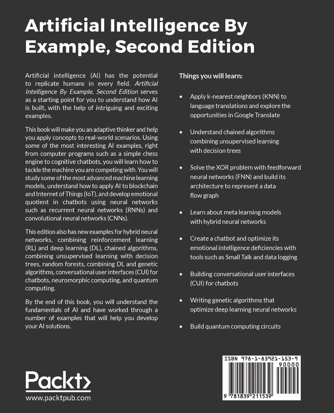 Rückseite: 9781839211539 | Artificial Intelligence By Example - Second Edition | Denis Rothman
