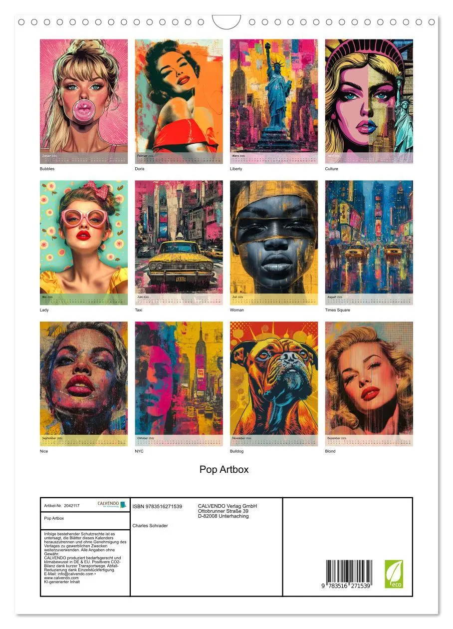 Bild: 9783516271539 | Pop Artbox (Wandkalender 2026 DIN A3 hoch), CALVENDO Monatskalender