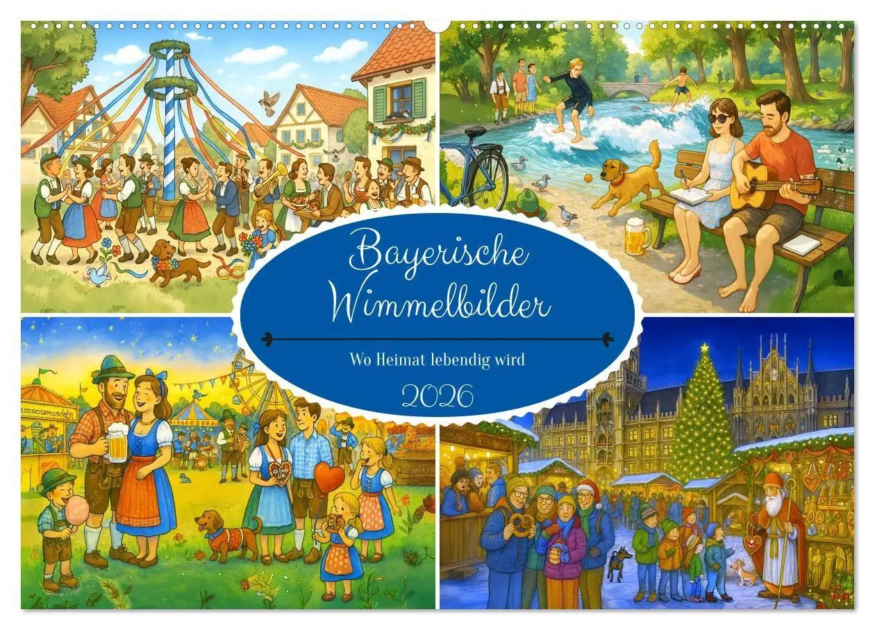 Cover: 9783516651539 | Bayrische Wimmelbilder - Wo Heimat lebendig wird (Wandkalender 2026...