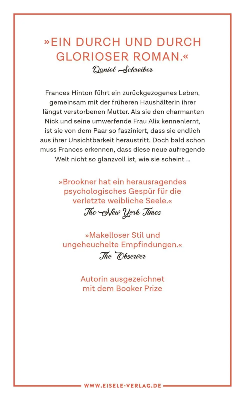 Rückseite: 9783961611539 | Seht mich an | Anita Brookner | Buch | 282 S. | Deutsch | 2023