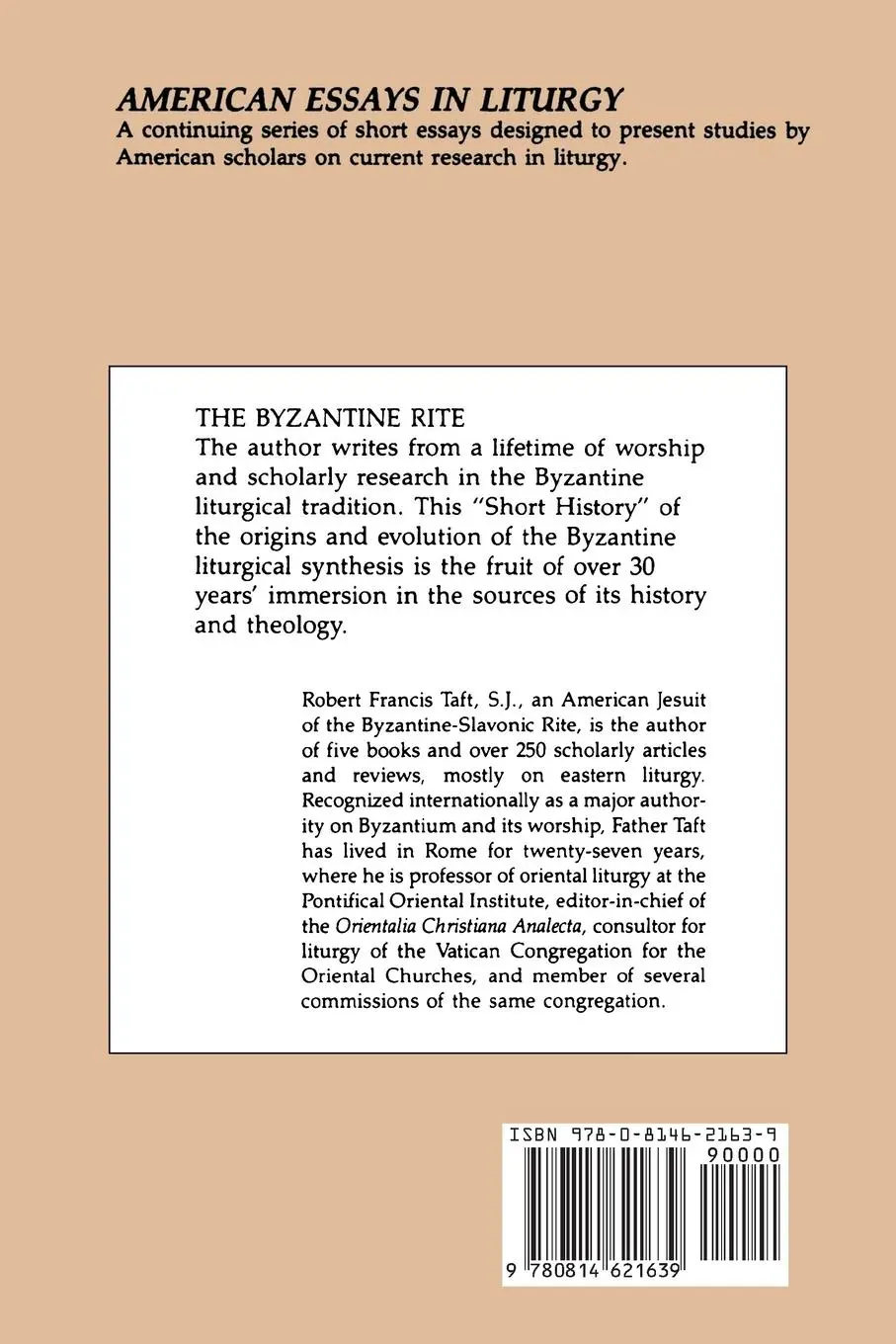 Rückseite: 9780814621639 | Byzantine Rite | A Short History | Robert F Taft | Taschenbuch | 1992