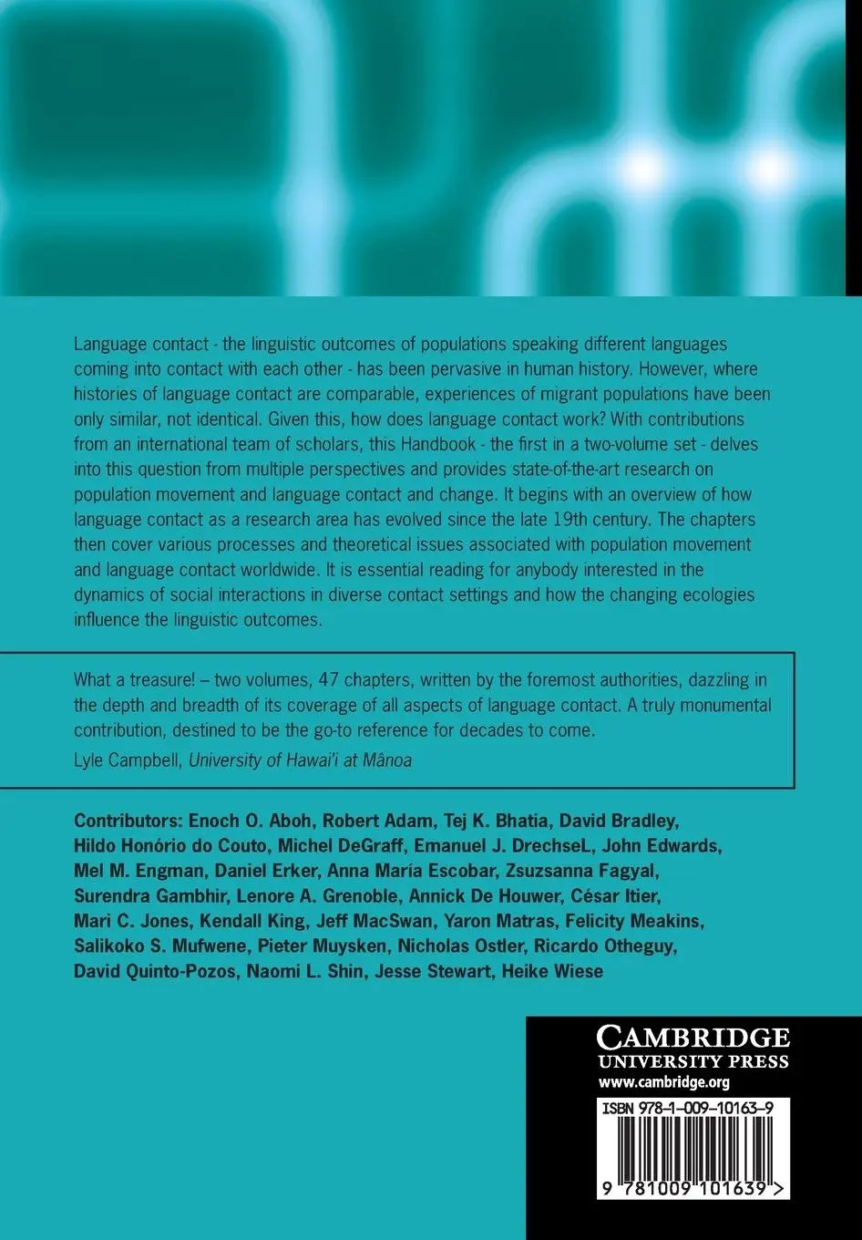 Rückseite: 9781009101639 | The Cambridge Handbook of Language Contact | Salikoko Mufwene (u. a.)
