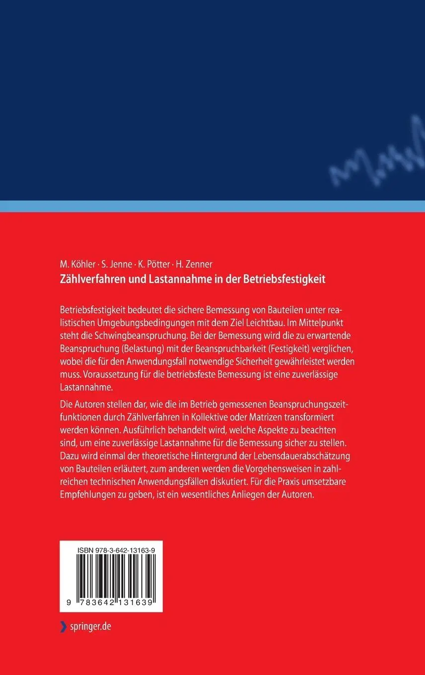 Rückseite: 9783642131639 | Zählverfahren und Lastannahme in der Betriebsfestigkeit | Buch | xv