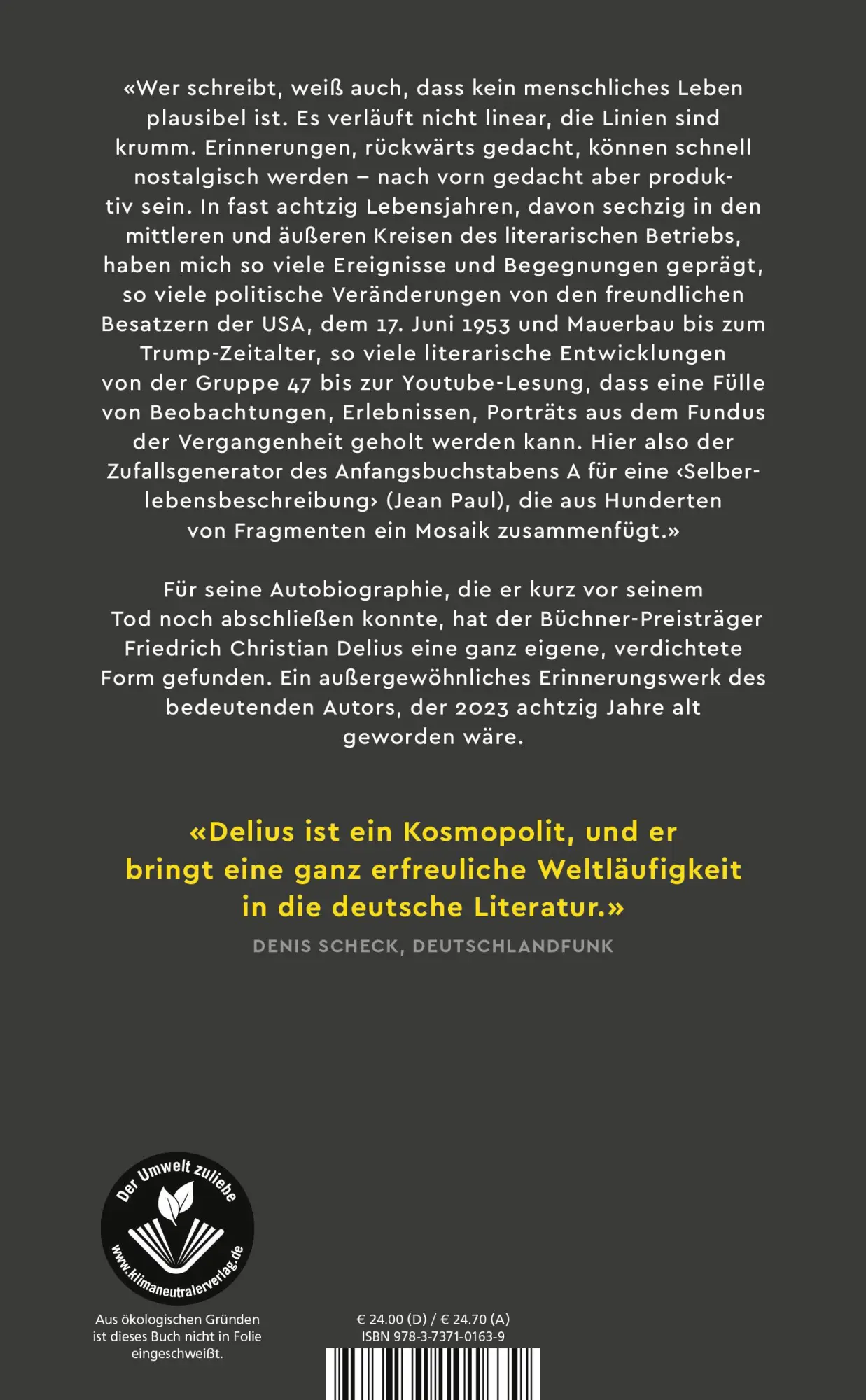Rückseite: 9783737101639 | 'Darling, it's Dilius!' | Friedrich Christian Delius | Buch | 320 S.
