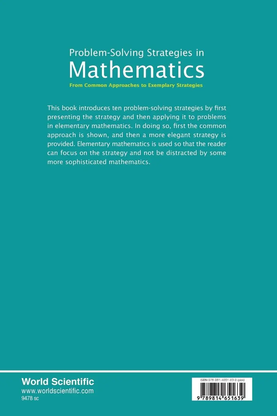 Rückseite: 9789814651639 | PROBLEM-SOLVING STRATEGIES IN MATHEMATICS | Krulik | Taschenbuch