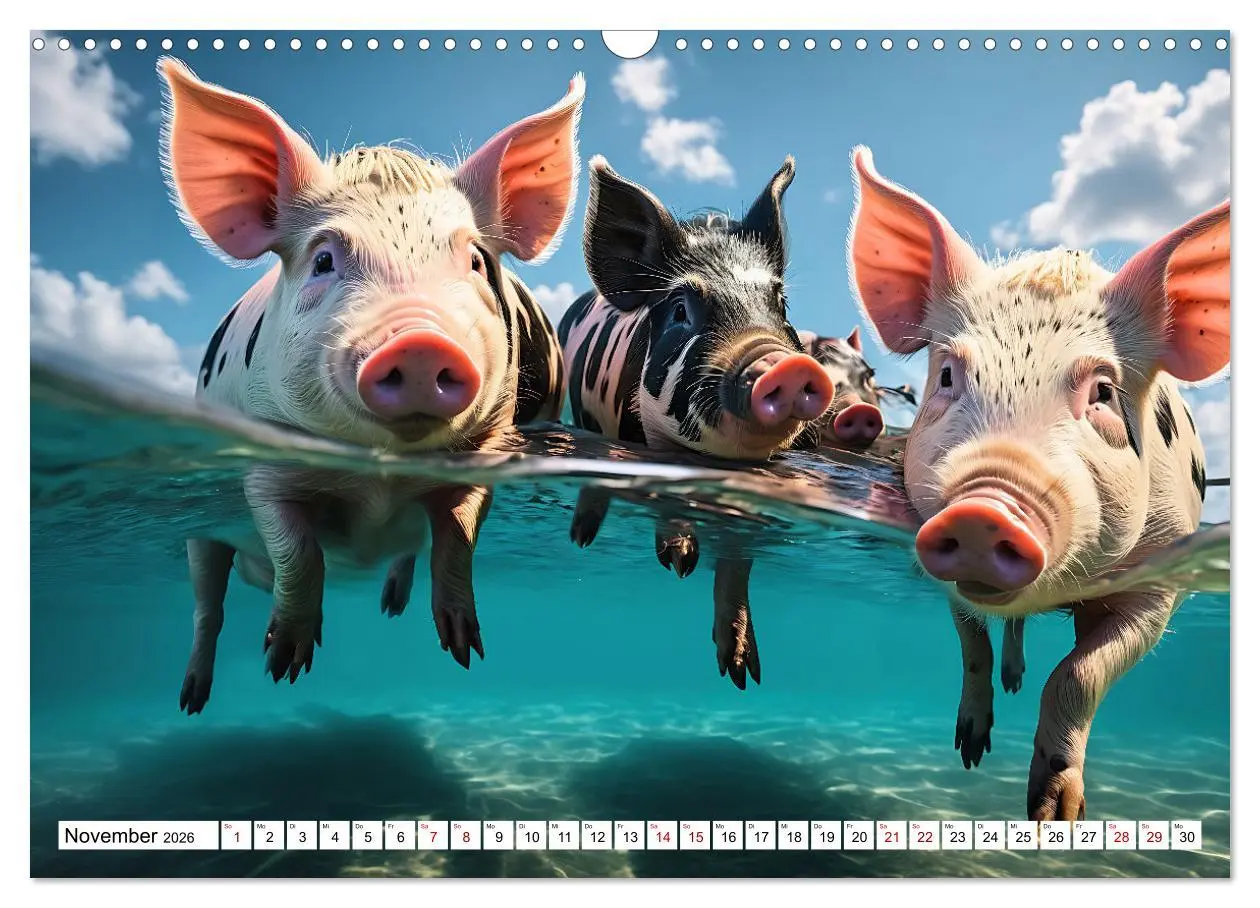 Bild: 9783457471739 | Schwimmende Schweine im Paradies (Wandkalender 2026 DIN A3 quer),...