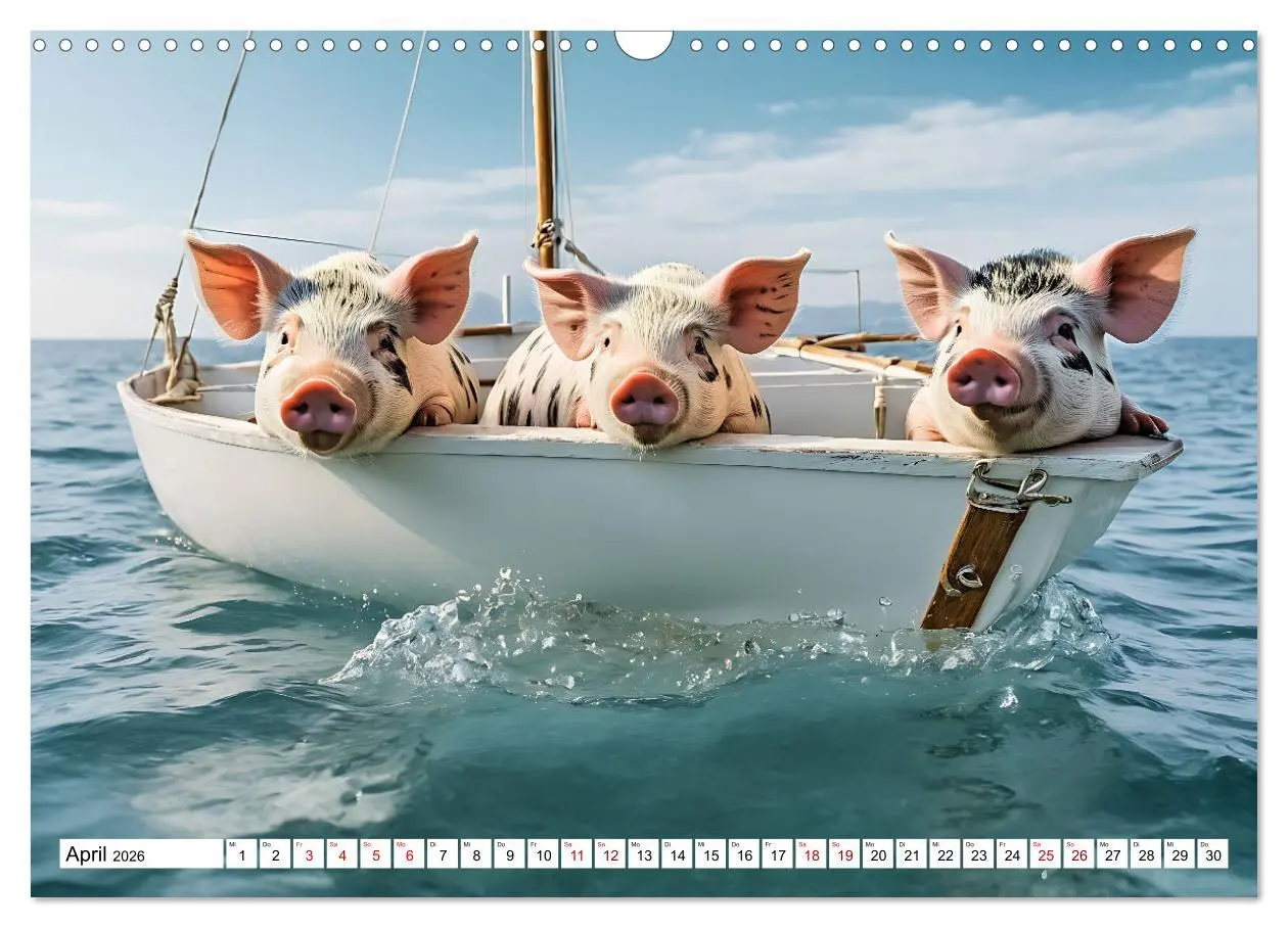 Bild: 9783457471739 | Schwimmende Schweine im Paradies (Wandkalender 2026 DIN A3 quer),...