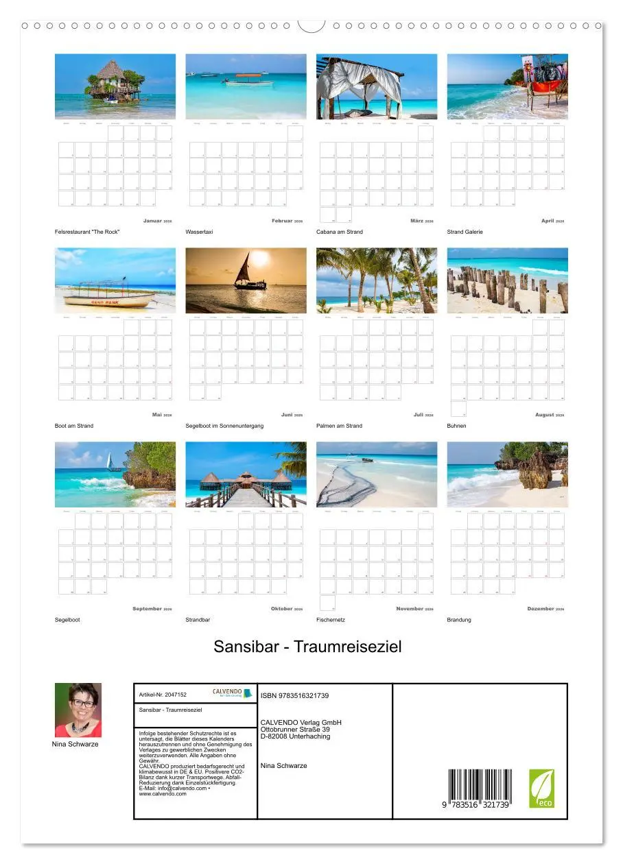 Bild: 9783516321739 | Sansibar - Traumreiseziel (hochwertiger Premium Wandkalender 2026...