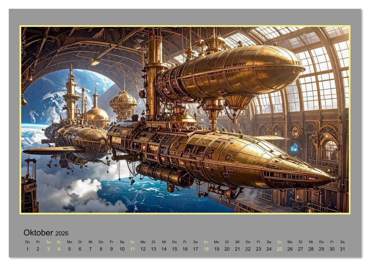 Bild: 9783516631739 | Steampunk-Raumfahrt (Wandkalender 2026 DIN A2 quer), CALVENDO...