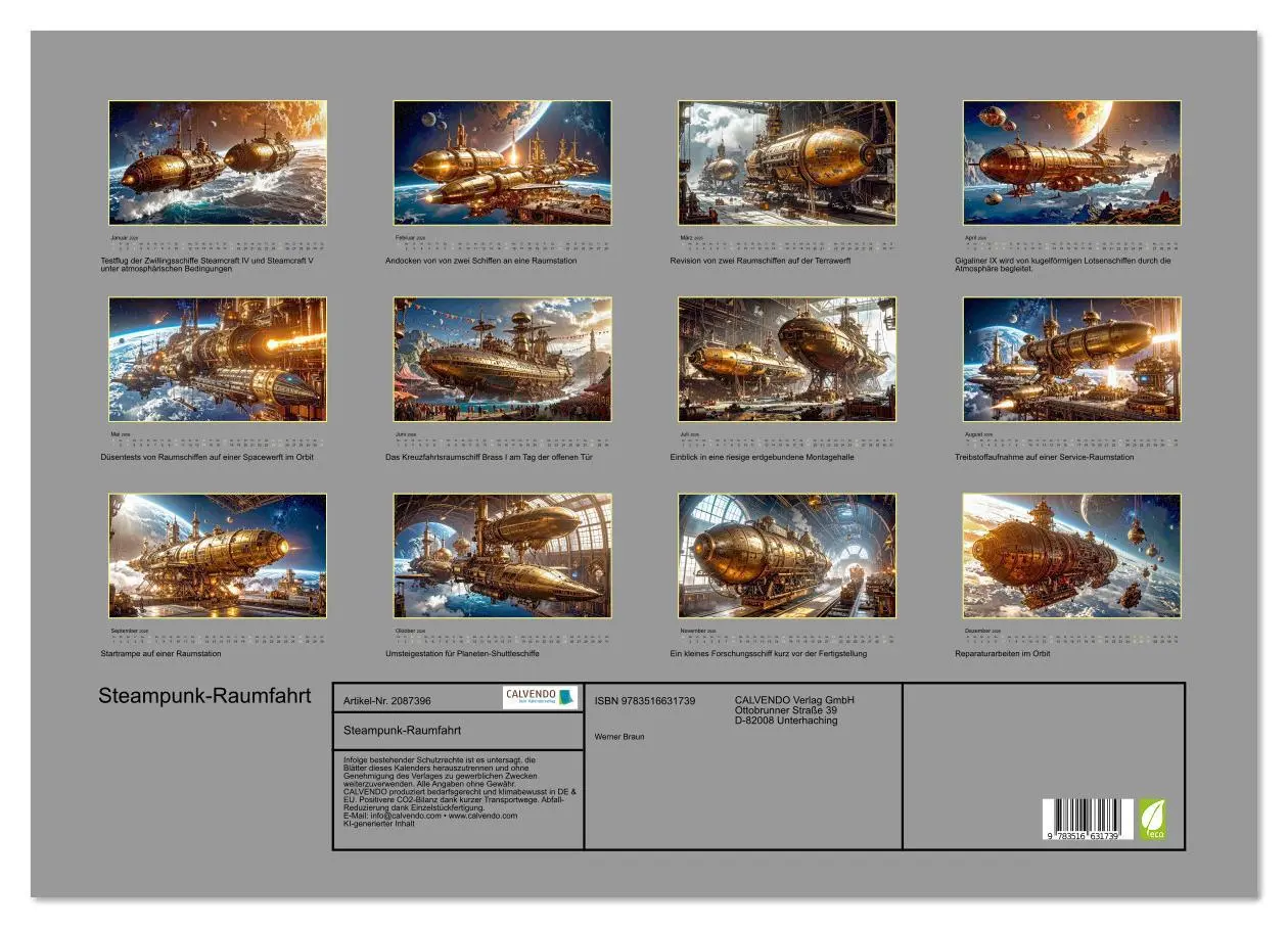 Bild: 9783516631739 | Steampunk-Raumfahrt (Wandkalender 2026 DIN A2 quer), CALVENDO...